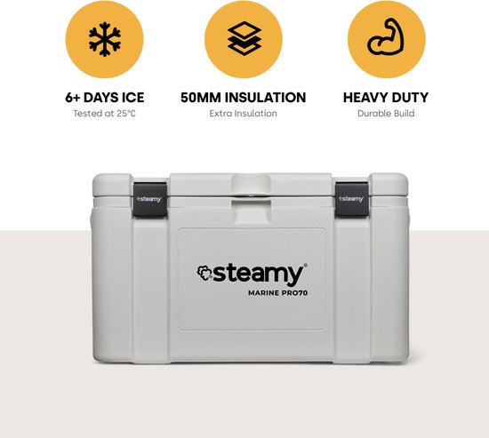 Steamy Marine Pro 70 - Grote Koelbox - Extra goed geïsoleerd - 70 Liter - Wit van Steamy — afbeelding 3