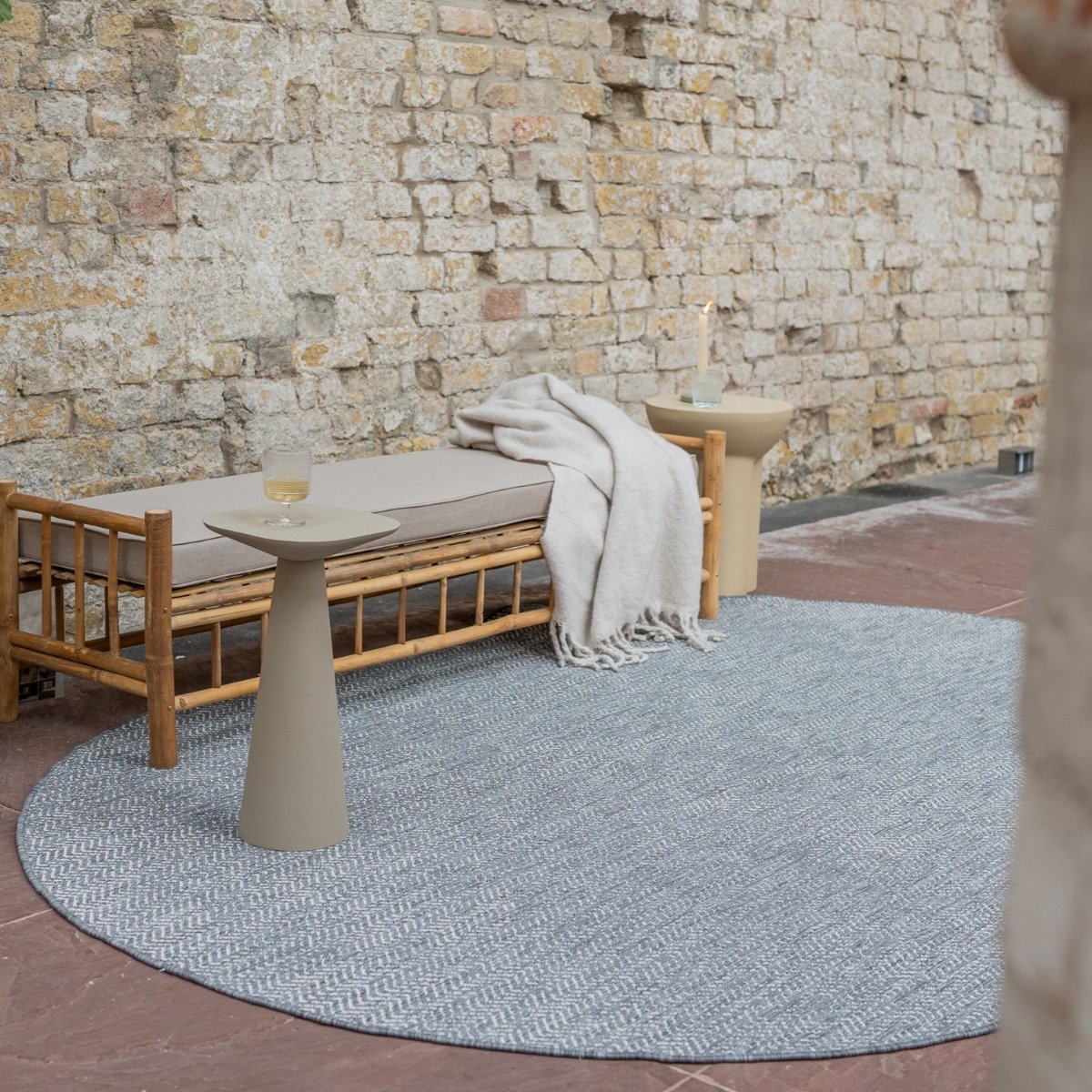 Buitenkleed Dahl Ovaal - Grijs - Dubbelzijdig - 240 x 340 cm - (XL)