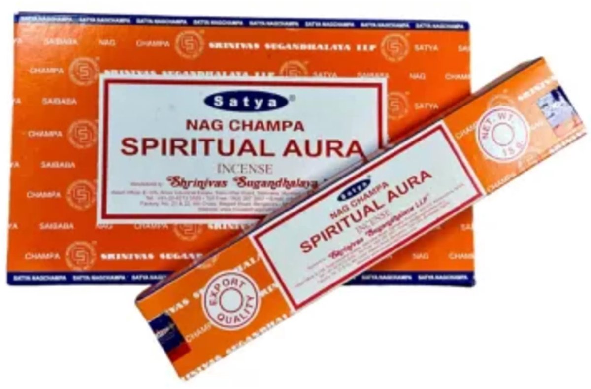 Satya Spiritual Aura wierook 15 grams Satya - doos van 12 st. oranje