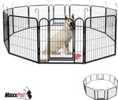 MaxxPet Puppyren - Hondenbench - Hondenren - Hondenkennel met 12 panelen - Staal - Ø 180cm x 60cm - Incl. Drinkbakje