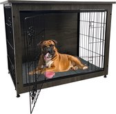 MaxxPet Houten Hondenbench - Hondenhuisje voor binnen - Hondenhok - kennel - 98x65x68cm - Incl. kussen & drinkbakje