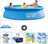 Intex Rond Opblaasbaar Easy Set Zwembad - 305 x 76 cm - Blauw - Inclusief Pomp Solarzeil - Onderhoudspakket - Filters - Grondzeil