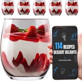 TEN® Luxe IJsglazen Kristalglas 390ml - 6 Stuks + 114 DESSERTRECEPTEN - Glazen Schaaltjes voor Toetjes - Dessert glazen - Amuseglaasjes - IJsglas Sorbetglazen