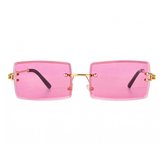 Zonnebril rechthoekig - Festival bril - Rave bril - Glasses - Roze