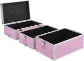 vidaXL - Make-up - koffer - 37x24x40 - cm - aluminium - roze