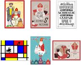 Set de 6 cartes Sinterklaas différentes - illustrations - Saint Nicolas - 5 décembre - cartes postales - cartes de vœux sans enveloppes S25