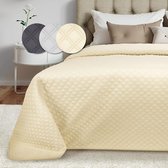 Sprei 240 x 260 cm bedsprei voor boxspringbed en bank in gewatteerde look - groot ademend plaid elegante deken tijdloos plaid - crème