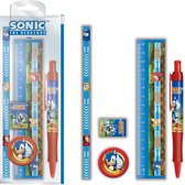 Stationary Set - Sonic the Hedgehog Game - Pen & Potlood & Liniaal & Gum & Puntenslijper - Opberghoesje