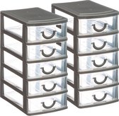 5Five Ladeblokje/bureau organizer 2x lades - grijs/transparant - L12 x B15 x H25 cm - kunststof