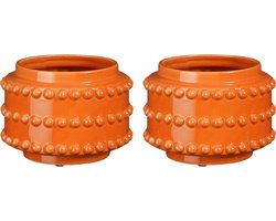 Mica Decorations Vase - 2x - boaz - plissé - orange - 13 x 17 cm