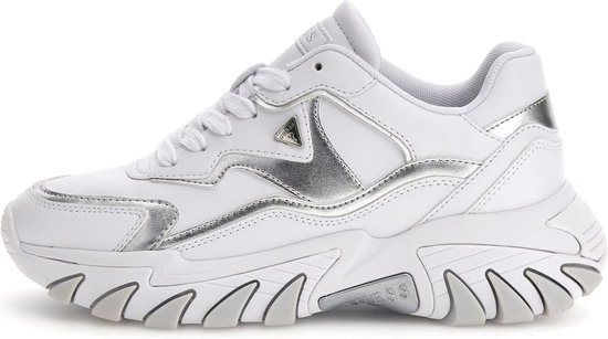 Guess Nowah Dames Sneakers Hoog - White/Silver - Maat 37