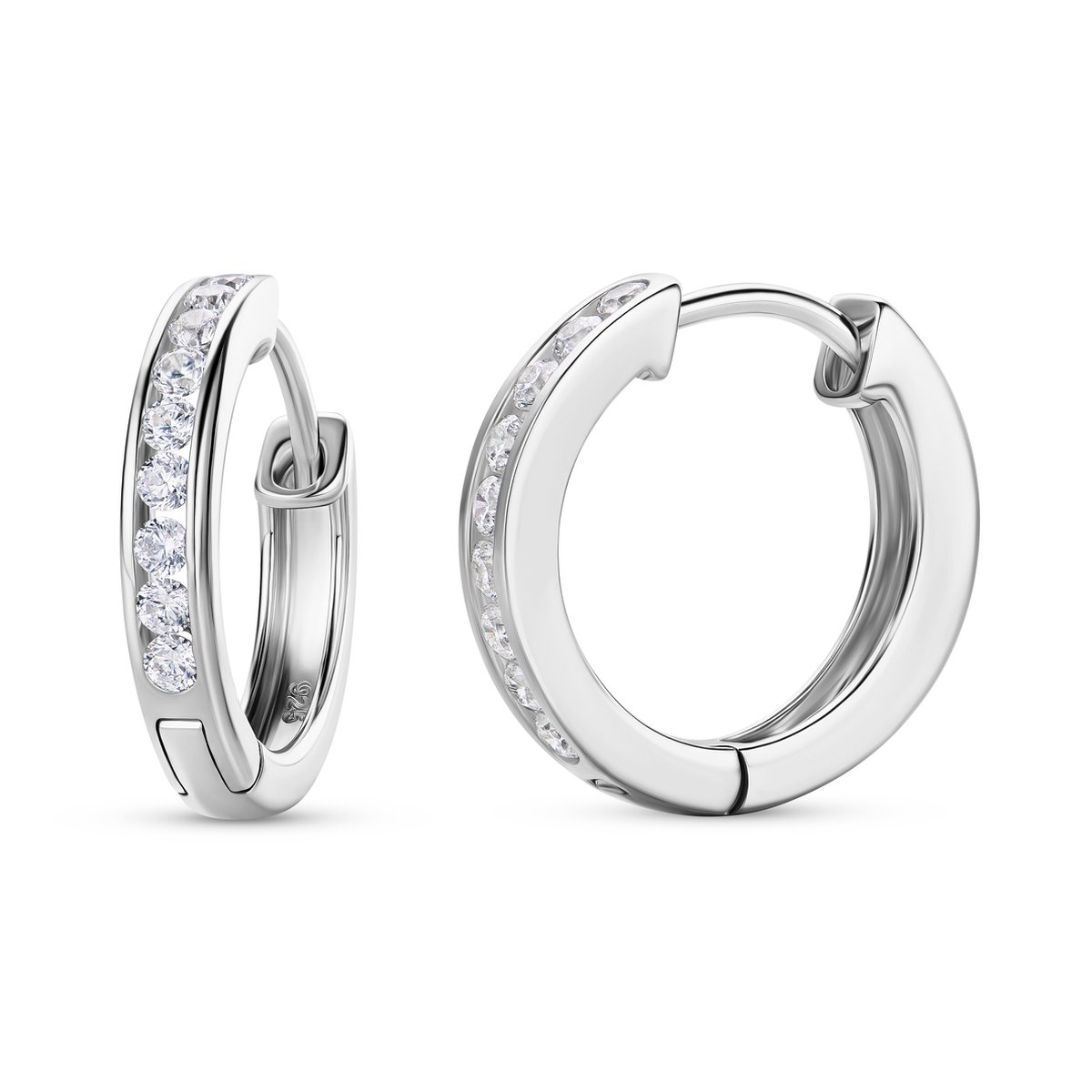 Miore Pure Oorbellen Dames - Zilver - Met Zirkonen - Hypoallergene Oorringen - 16 mm