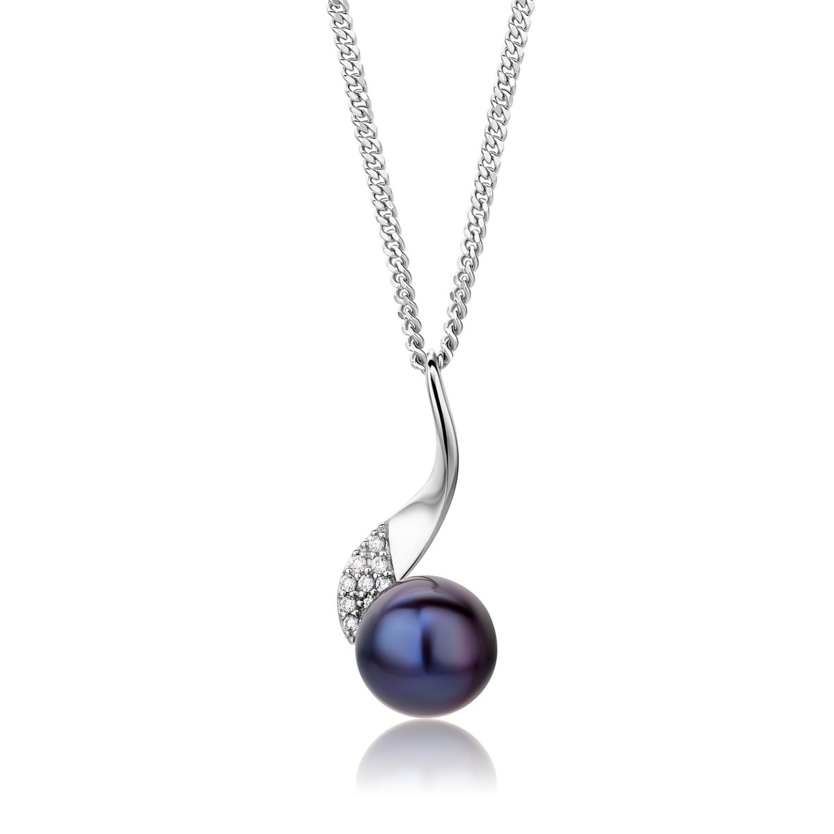 Miore Pure Collier Ketting Dames - Zilver - Met Zoetwaterparels - Kettingen - 45 cm