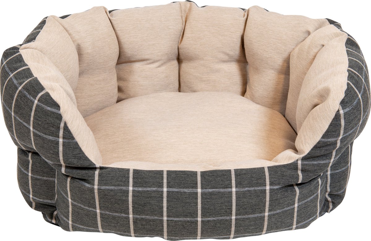 Tartan Mand Donkergrijs/beige-m 70x55x18cm - Hond|kat - Animal Boulevard - Ab10302 - Donkergrijs/beige 70x55x18cm