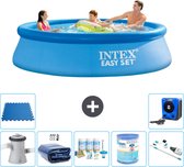 Intex Rond Opblaasbaar Easy Set Zwembad - 305 x 76 cm - Blauw - Inclusief Pomp Solarzeil - Onderhoudspakket - Filter - Stofzuiger - Vloertegels - Warmtepomp