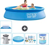 Intex Rond Opblaasbaar Easy Set Zwembad - 244 x 61 cm - Blauw - Inclusief Pomp Solarzeil - Onderhoudspakket - Filter - Grondzeil - Warmtepomp