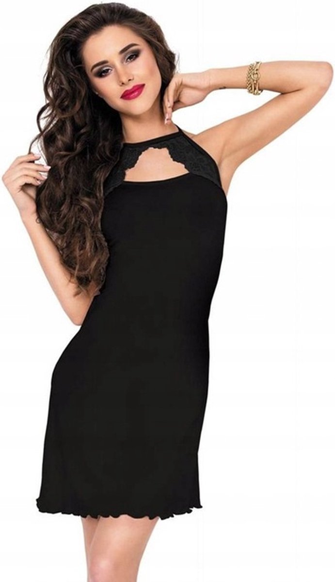 DKaren Hoogwardige viscose chemise - Jelena van DKaren - zwart
