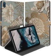 Uniek Nokia T20 Tablethoesje met Stand - Vintage Bird Flowers Design | B2C Telecom