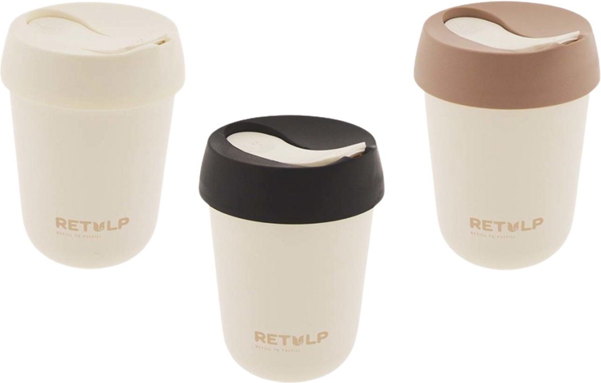 Retulp Travel Mug - Voordeel pakket - Koffiebekers to go - Koffiebeker 3 stuks - White - 275 ml
