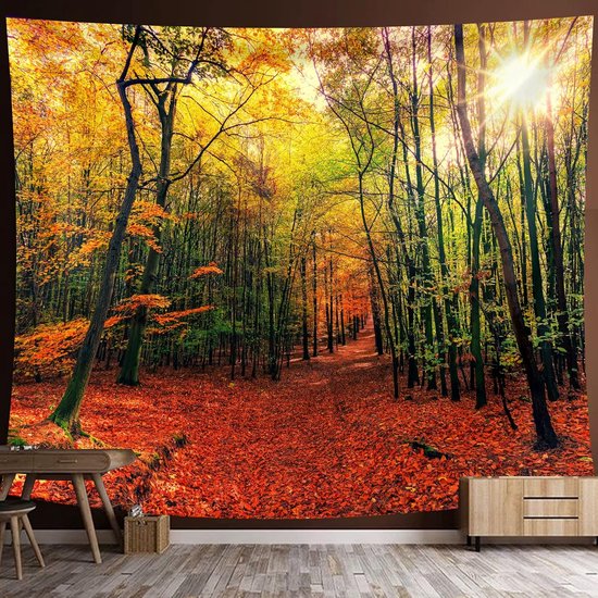 Tapisserie murale à suspendre avec motif forêt, soleil, coucher de soleil, arbre forestier, couvre-lit, serviette murale, paysage naturel, serviette de plage, grande Décoration murale pour chambre à coucher, salon, dortoir, 230 x 180 cm