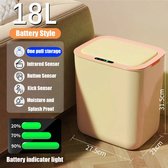Prullenbak - Smart Prullenbak - Badkamer Accessoires - 18 Liter - Afval scheiden - Op Batterij - Slimme Sensor - Elektrische Afvalbak - Kleur geel