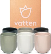 Vatten® - Koffiekopjes - Set van 6 - Kleuren Mix - 180ml - Koffiemok