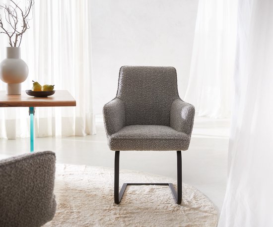 Modèle cantilever Heira- Flex avec accoudoir modèle cantilever plat bouclé noir âme à ressorts ensachés gris argent