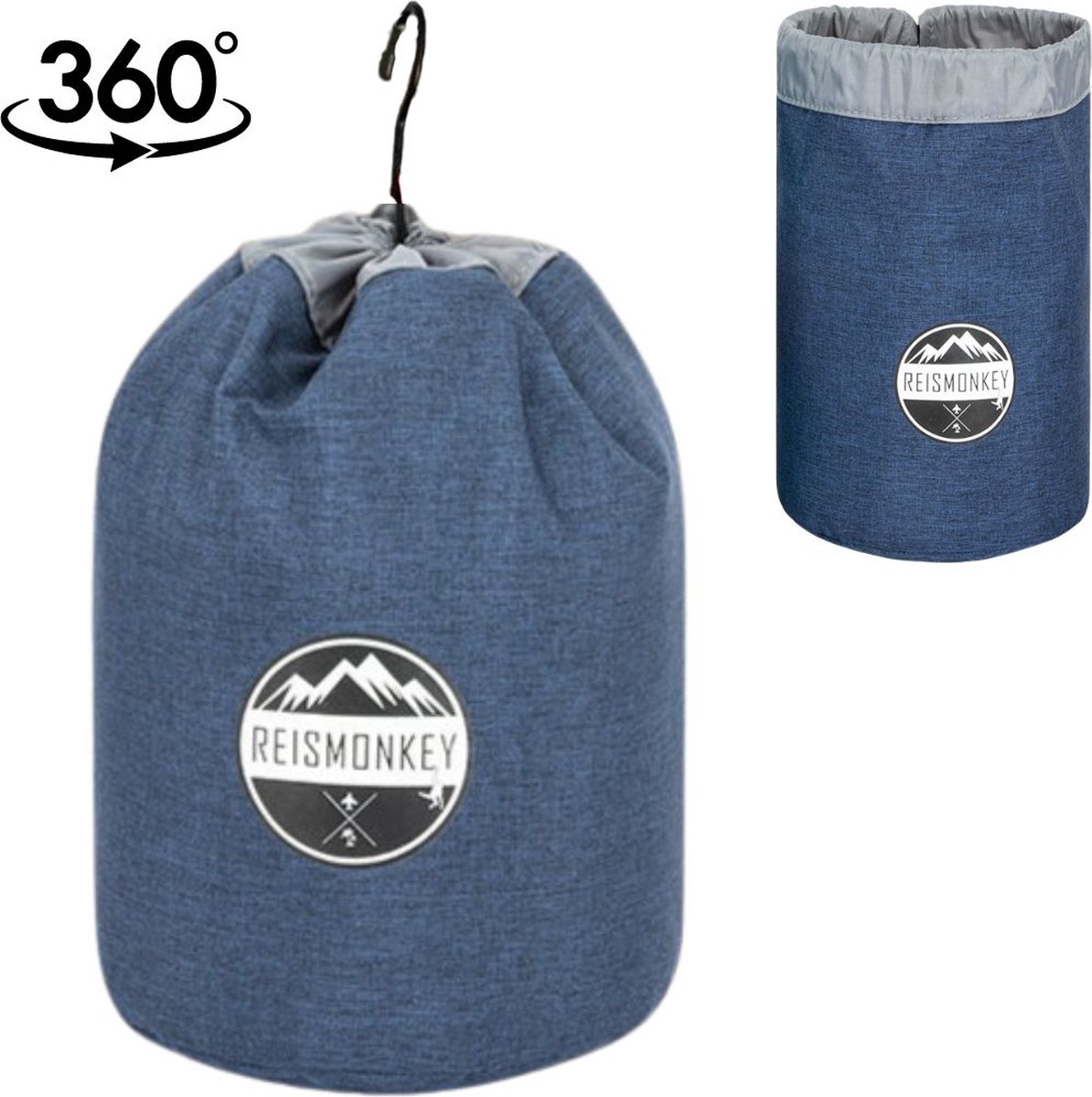 Reismonkey reis toilettas 360 donkerblauw - Hangend met draaibare haak - Dames & Heren - Waterafstotend - Lichtgewicht