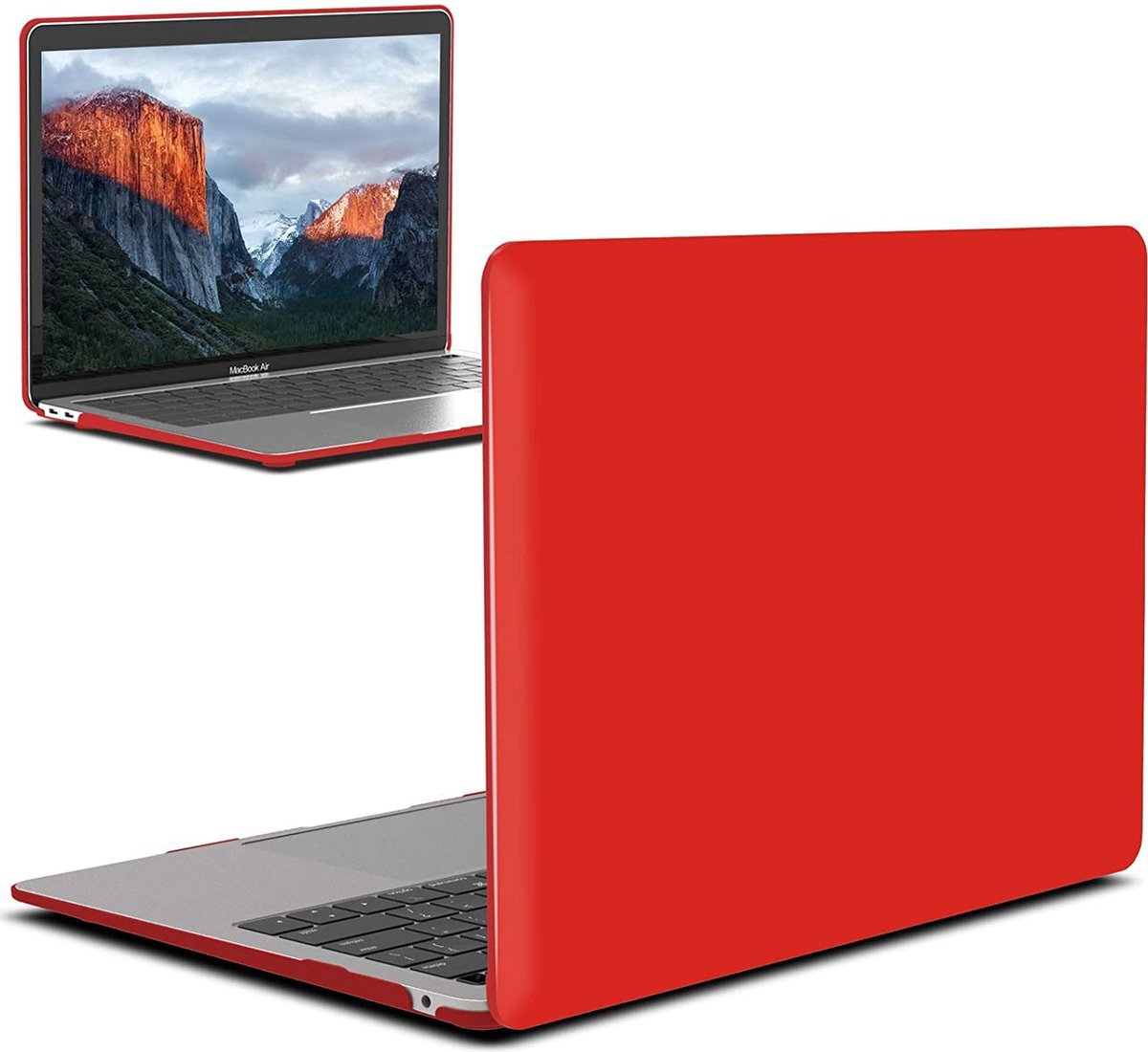 Laptophoes - Geschikt voor MacBook Air 13 inch Hoes - Case Voor Air 13.3 inch (2018) A1932 - Rood