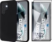Hoesje geschikt voor Samsung Galaxy S24 Ultra - Screenprotector PET - Mat Back Case Zwart