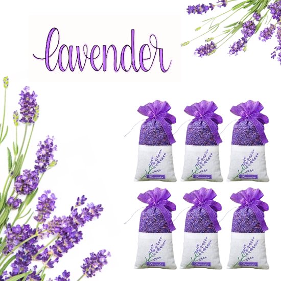 Labryce® Mottenballen - Lavendelbloemen tegen Motten - XL Geurzakjes voor Kledingkast - XL Lavendel zakjes - 6 x 20 gram