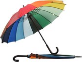 Discountershop Regenboog Paraplu voor Volwassenen - 98cm Diameter - Windproof, Haak Handvat, Multi Collors, 2 Stuks