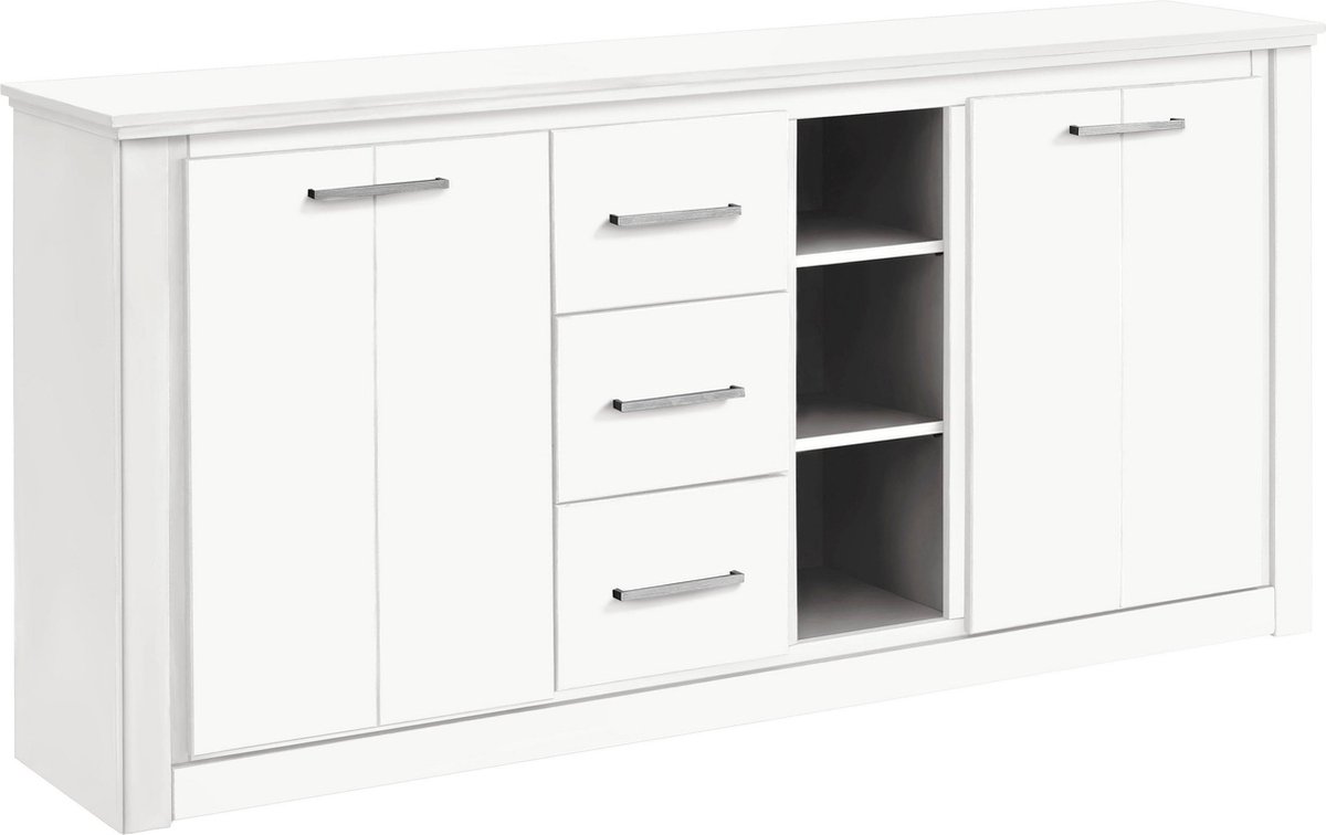 Celia-Dressoir - 2-deurs 3-laden - Wit Grenen