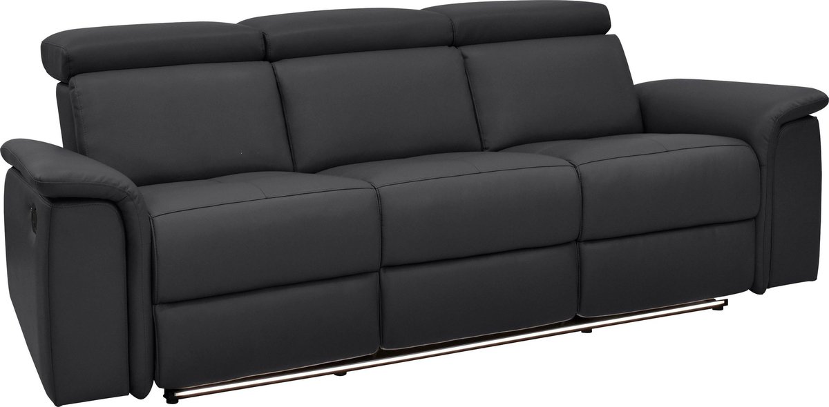 Notio Living Pareli-Sofa 3-zits - Handmatig - Zwart PU Leer