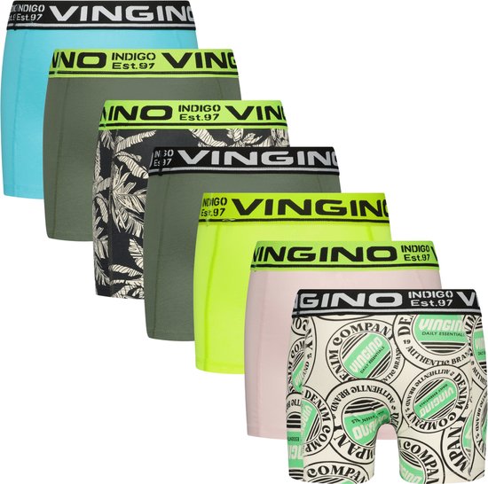 Vingino Boxer-B-SO241 7 Week 7 pack Caleçons Garçons - Multicolore Vert Armée - Taille XL