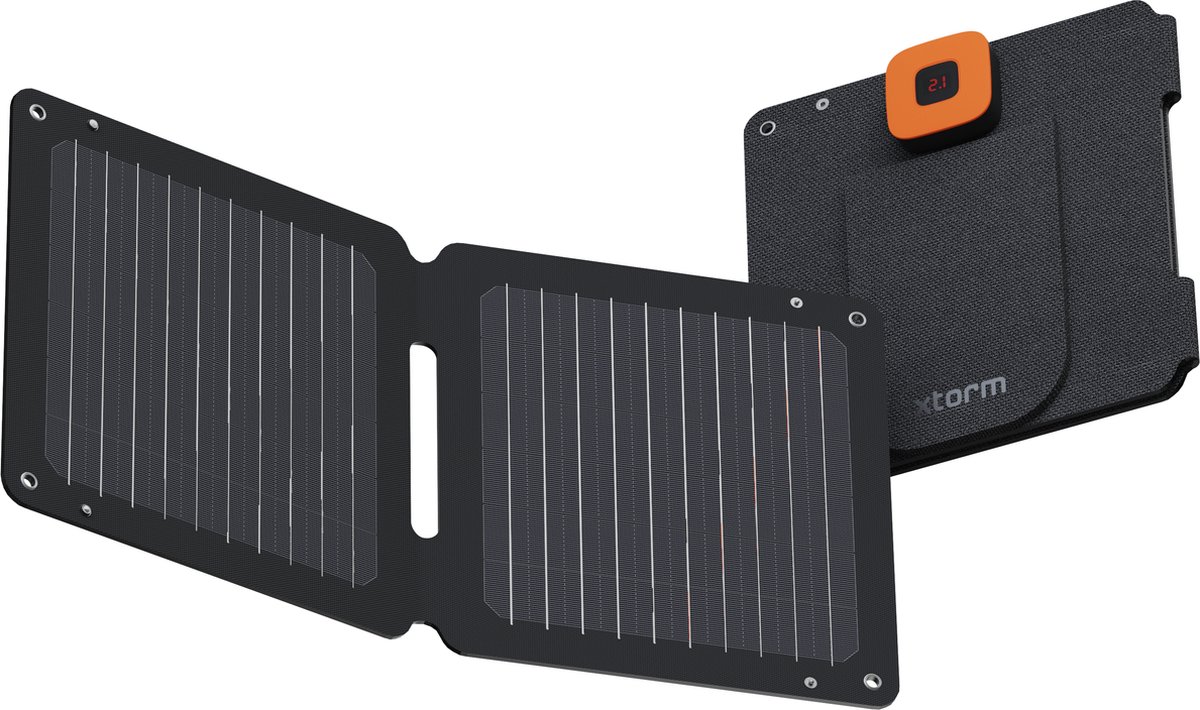 Xtorm Draagbaar Zonnepaneel Opvouwbaar – 14W Solar Panel – SolarBooster – Outdoor / Kamperen – Zonne-energie – Flexibel – Monokristallijn Zonnepaneel – EFTE - Zwart - Xtorm