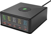 160W 5 poorts Oplaadstation - Snellader - voor meerdere apparaten - PD + QC3.0 - USB C PD-poorten - Draadloze oplader