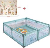 K IKIDO Grondbox - Speelbox - Baby boxen - Kruipbox voor Baby - Playpen - Kinderbox -Inclusief Dubbelzijdige Speelmat - Met 60x Oceaan Ballen - Met trekring - 200 x 180 x 65cm - Groente