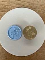 Lakzegel - waxzegel - wax seal stempel + houten handvat - baby - ooievaar - geboortekaartjes - gender reveal -25 mm
