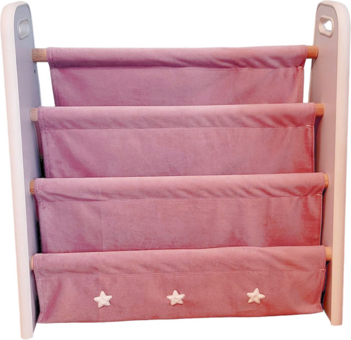 Handgemaakte Montessori Boekenkast Roze – Speelgoedkast en Opbergrek Kinderkamer – 3 Vakjes – Cleanaboo Stof – Kindermeubel Opbergen Speelgoed