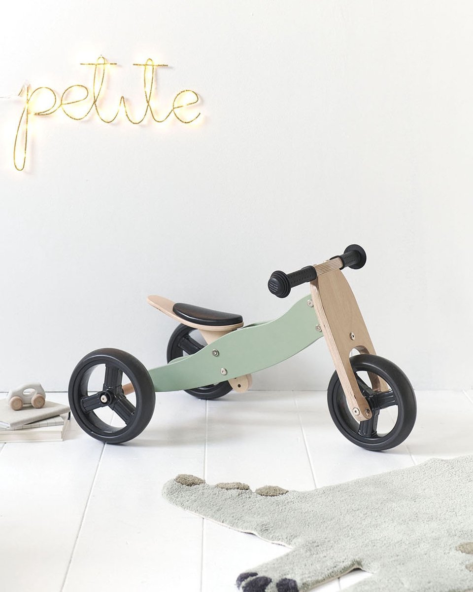 Petite Amélie ® Loopfiets - Houten - Vanaf 1 jaar - 4 in 1 Loopfiets - Stimuleert motoriek & balans - Groen thumbnail 2