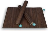 Set van 3 Antislipmat van Bamboe - Donker Bruin | Milieuvriendlijk WC-matten | 80x50x0.5cm | Wasbaar Vloermat Voor Douche, Sauna & Badkamer