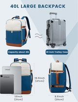 Handbagagerugzak, reisrugzak, handbagage, vliegtuig, 40 liter, kofferrugzak voor heren en dames, cabin bag, goedgekeurd voor reizen, weekends, beige, blauw, bruin
