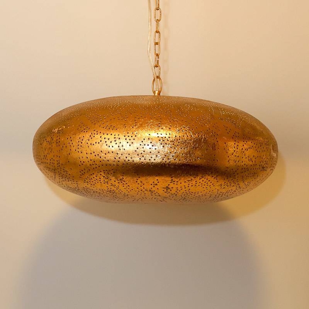 LM-Collection Ameera ufo Hanglamp - Ø45x20cm - E27 - vintage Goud - Metaal - hanglampen eetkamer, hanglamp zwart, hanglampen woonkamer, hanglamp slaapkamer, hanglamp kinderkamer, hanglamp rotan, hanglamp hout, hanglamp industrieel