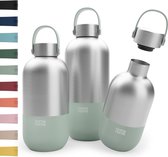 Drinkfles van roestvrij staal "geïsoleerde fles", 1 liter, lekvrije thermosfles 500 ml, 750 ml en 1 l, thermosfles voor koolzuur, klimaatneutraal en BPA-vrij, matcha groen