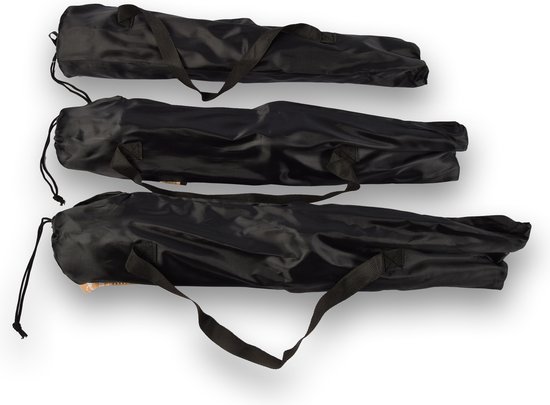 Discountershop Set van 3 Opvouwbare Vouwkrukjes met Tas - Zwart - Staal & Polyester - Ideaal voor Kamperen en Vissen van Discountershop — afbeelding 2