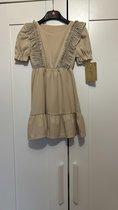 J & J - Kleedje met ruffles en tasje - Beige - maat 98/104