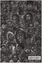 Hiphop sterren poster - TuPac - Eminem - 50 Cent - Rappers - 61 x 91.5 cm