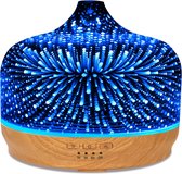Aroma Diffuser - 500ML - 3D Glas Vuurwerk - Etherische Oliën - LED en Timer - Waterloos Auto-Off - Spa - Yoga