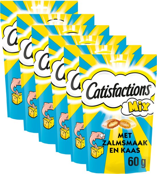 Catisfactions Kattensnoepjes - Mix Snacks Zalm en Kaas - 6x60g